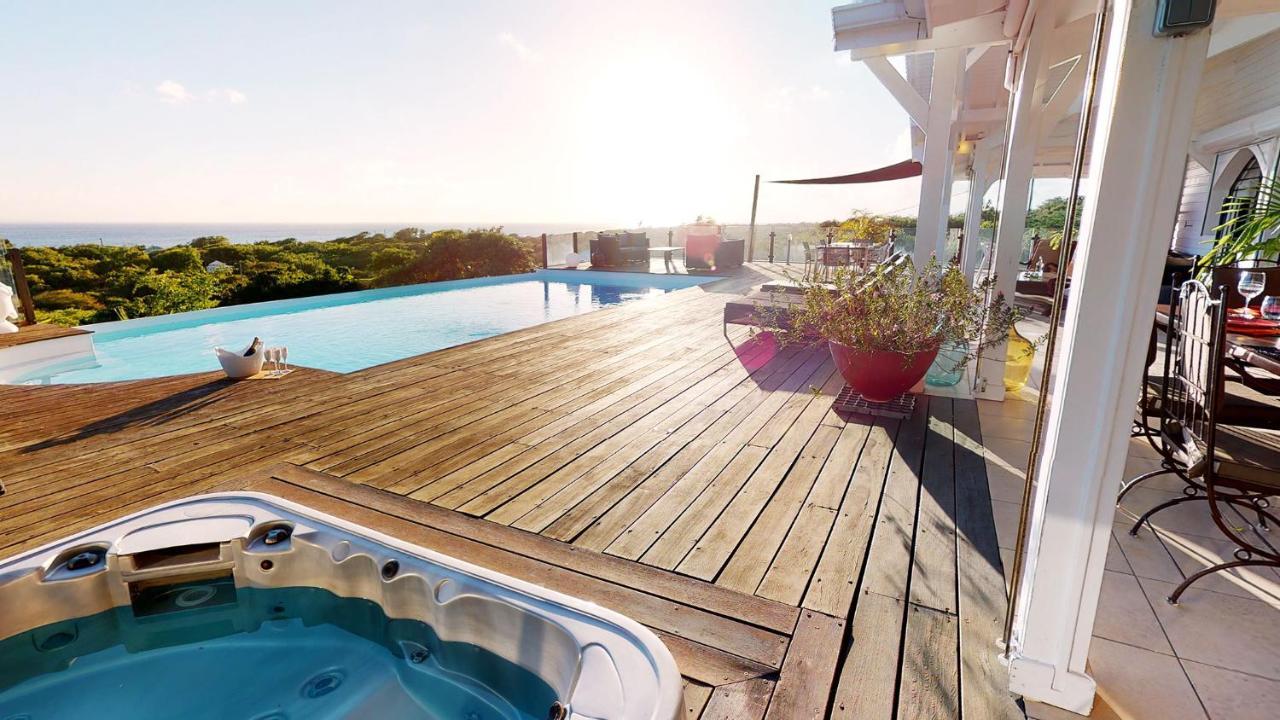 Villa Deluxe L'Hacienda Villa Vue Mer 180 Piscine Jacuzzi Proche Plage Marina Golf Pointe Des Chateaux Et Casino Jardin Clos Voyage Durable Saint-Francois  Szoba fotó