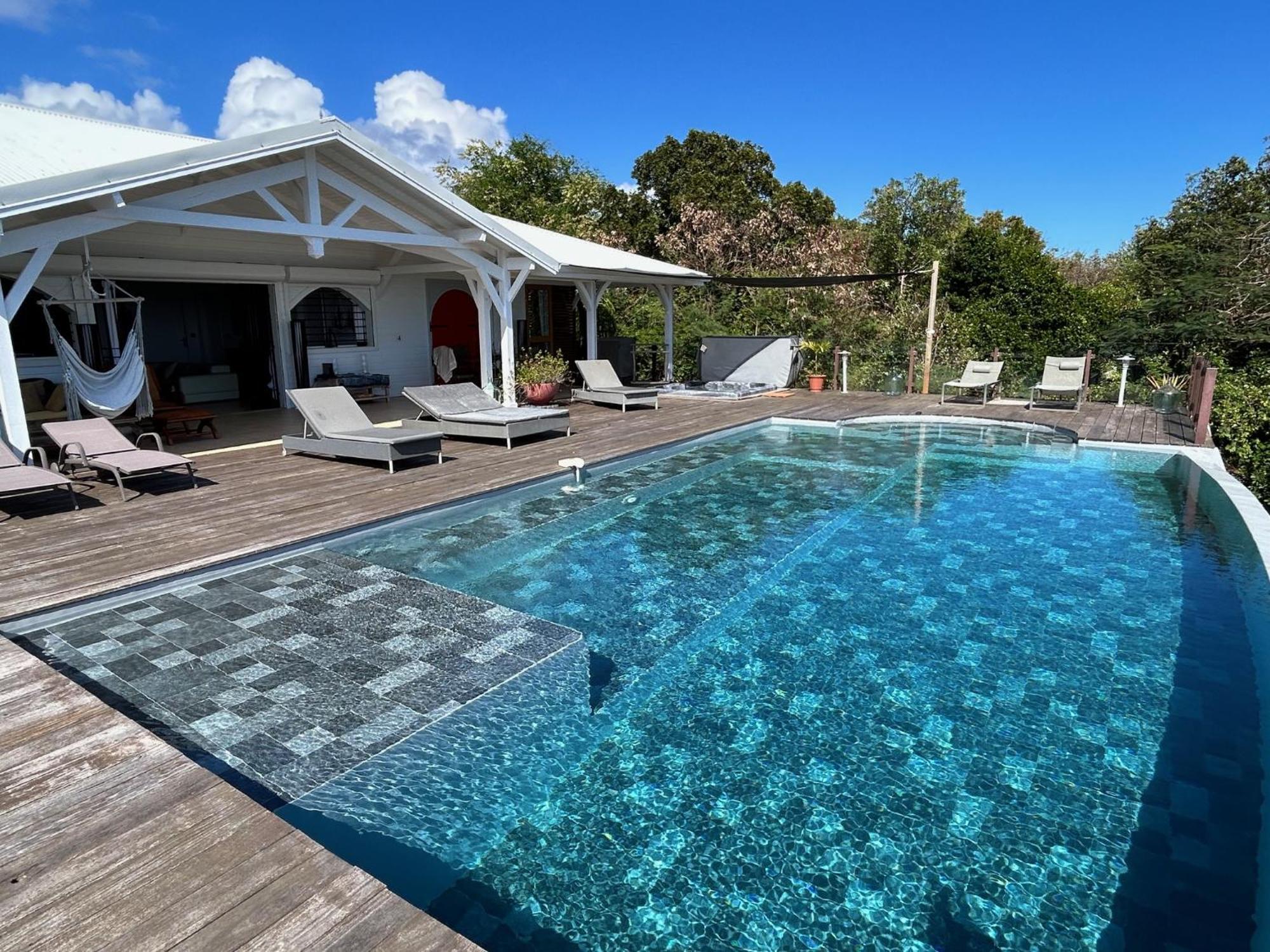 Villa Deluxe L'Hacienda Villa Vue Mer 180 Piscine Jacuzzi Proche Plage Marina Golf Pointe Des Chateaux Et Casino Jardin Clos Voyage Durable Saint-Francois  Kültér fotó